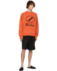 We11done Orange Jacquard Logo Sweater