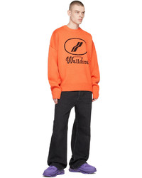 We11done Orange Logo Jacquard Sweater