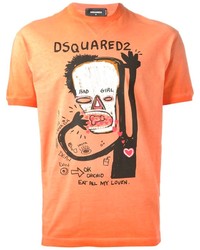 Orange Print Crew-neck T-shirt