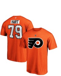 FANATICS Branded Carter Hart Orange Philadelphia Flyers Team Authentic Stack Name Number T Shirt