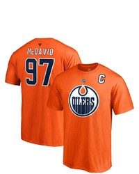 FANATICS Branded Connor Mcdavid Orange Edmonton Oilers Name Number T Shirt