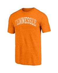 FANATICS Branded Heathered Tennessee Orange Tennessee Volunteers Throwback 2 Hit Arch Tri Blend T Shirt