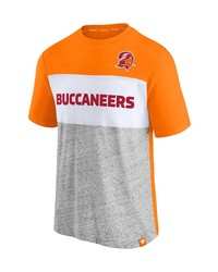 FANATICS Branded Orangeheathered Gray Tampa Bay Buccaneers Throwback Colorblock T Shirt