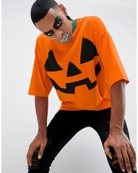 ASOS DESIGN Halloween Oversized T Shirt With Pumpkin Print And Half Sleeve