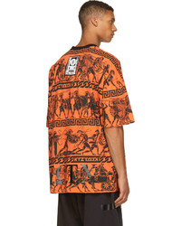 Kokon To Zai Ktz Orange Black Rubber Logo Greek Print T Shirt
