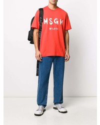 MSGM Logo Print Boxy T Shirt