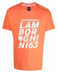 Automobili Lamborghini Logo Print Crewneck T Shirt