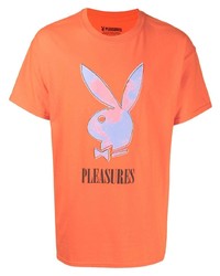 Pleasures Logo Print Short Sleeved T Shirt