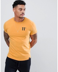 11 Degrees Muscle Fit T Shirt In Yellow With Logo