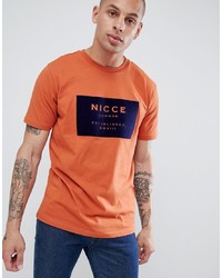 Nicce London Nicce T Shirt In Orange With Velour Box Logo