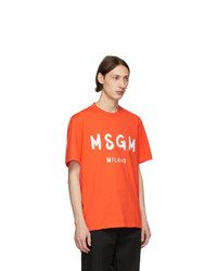 MSGM Orange Artist Logo T Shirt