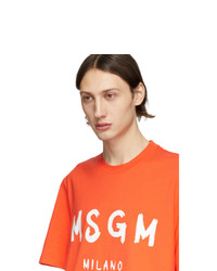 MSGM Orange Artist Logo T Shirt