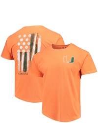 IMAGE ONE Orange Miami Hurricanes Baseball Flag Comfort Colors T Shirt
