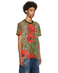 Dolce & Gabbana Orange Poppy Print T Shirt
