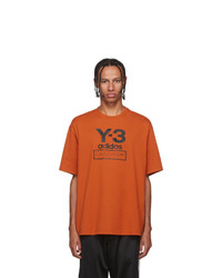 Y-3 Orange Stacked Logo T Shirt