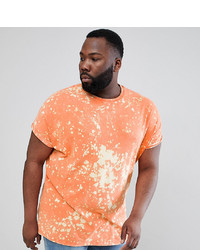 ASOS DESIGN Plus Oversized T Shirt With Random Bleach Wash In Orange