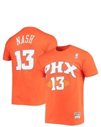 Mitchell & Ness Steve Nash Orange Phoenix Suns Hardwood Classics Stitch Name Number T Shirt At Nordstrom