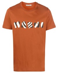 Marni Striped Logo Print T Shirt