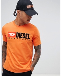 Diesel T Just Division Industry Logo T Shirt Orange