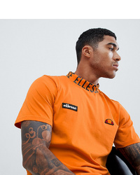 Ellesse T Shirt With Repeat Logo Neckline In Orange