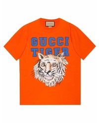 Gucci Tiger Logo Print T Shirt