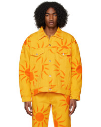 Orange Print Denim Jacket