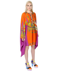 Moschino Printed Envers Satin Poncho Style Dress