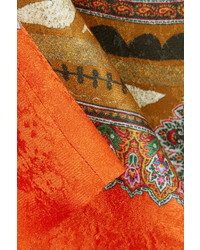 Etro Printed Silk Jacquard Dress Orange