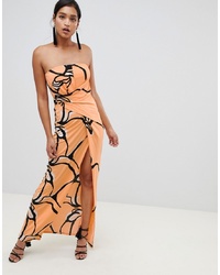 ASOS DESIGN Bandeau Printed Maxi Dress