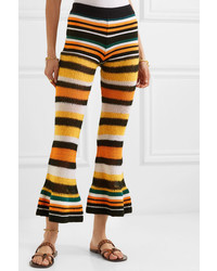 Loewe Paulas Ibiza Striped Knitted Flared Cropped Pants