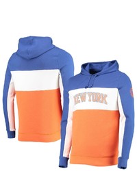 Junk Food Bluewhite New York Knicks Wordmark Colorblock Fleece Pullover Hoodie