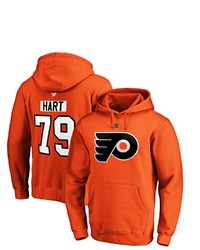 FANATICS Branded Carter Hart Orange Philadelphia Flyers Authentic Stack Player Name Number Pullover Hoodie