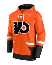 FANATICS Branded Carter Hart Orangeblack Philadelphia Flyers Player Lace Up V Neck Pullover Hoodie