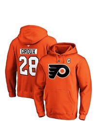 FANATICS Branded Claude Giroux Orange Philadelphia Flyers Authentic Stack Player Name Number Pullover Hoodie