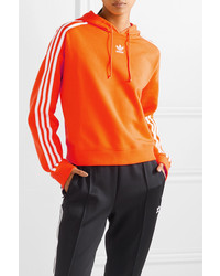 adidas Originals Cropped Striped Cotton Terry Hoodie