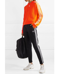 adidas Originals Cropped Striped Cotton Terry Hoodie