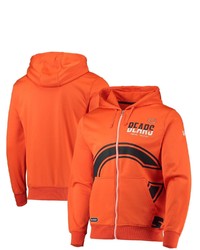 New Era Orange Chicago Bears Drill Combine Authentic Full Zip Hoodie Jacket