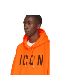 DSQUARED2 Orange Fluo Dyed Icon Hoodie