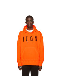 DSQUARED2 Orange Fluo Dyed Icon Hoodie