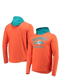 New Era Orangeaqua Miami Dolphins Active Block Hoodie Long Sleeve T Shirt