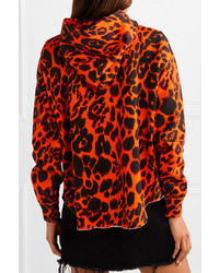 R13 Oversized Leopard Print Cotton Jersey Hoodie