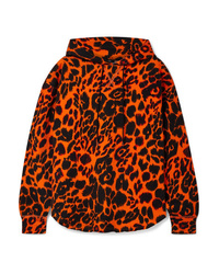 R13 Oversized Leopard Print Cotton Jersey Hoodie
