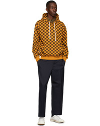 JW Anderson Yellow Brown Checkerboard Hoodie