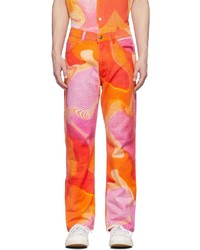 ERL Pink Orange Graphic Jeans