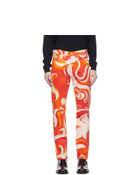 Dries Van Noten Red And Orange Graphic Slim Jeans