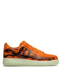 Orange Print Leather Low Top Sneakers