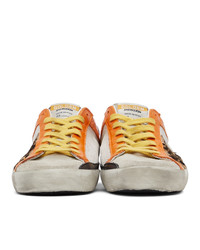 Golden Goose White And Orange Croc Sneakers