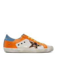 Golden Goose White And Orange Croc Sneakers