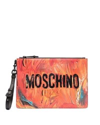 Moschino Paint Print Logo Clutch Bag