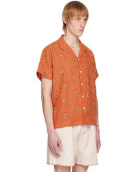 HARAGO Orange Embroidered Shirt